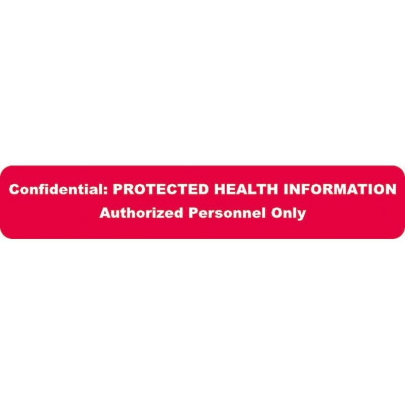HIPAA Labels, Confidential: PROTECTED HEALTH INFORMATION Authorized Personnel Only , Red, 5-1/2" x 1" (Roll of 100)