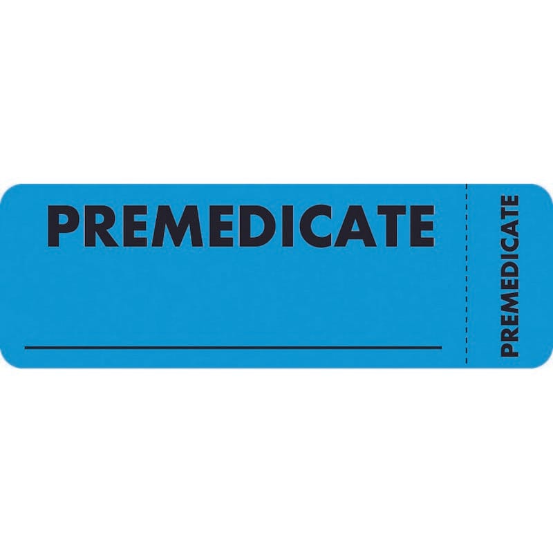 Chart Labels, PREMEDICATE - Light Blue, 3" X 1" (Roll of 250)