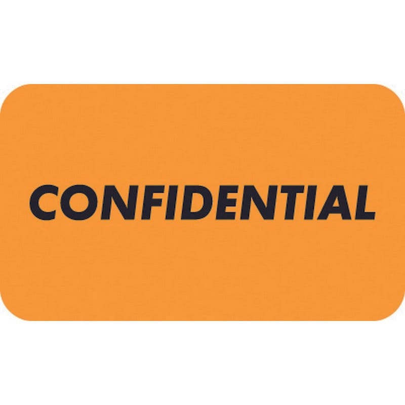 HIPAA Labels, CONFIDENTIAL - Fl Orange, 1-1/2" X 7/8" (Roll of 250)