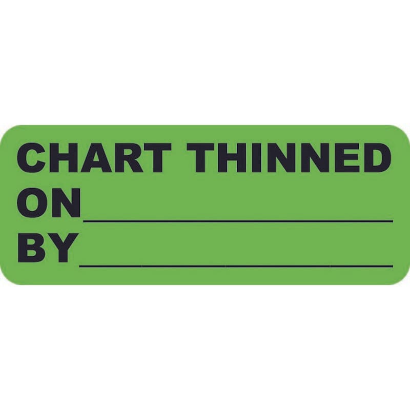 Chart labels, CHART THINNED Labels, Fluorescent Green, 2-1/4" x 7/8", (Roll of 420)