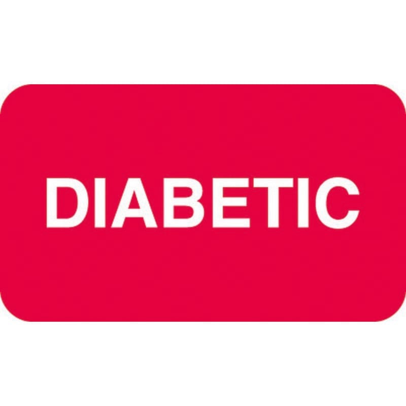 Chart Labels, DIABETIC - Red, 1-1/2" X 7/8" (Roll of 250)