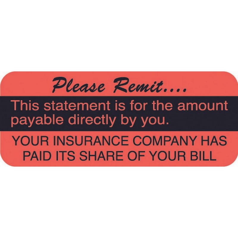 Billing Collection Labels, Fl Red - Please Remit..., 1-7/8" X 3/4" (Roll of 500)