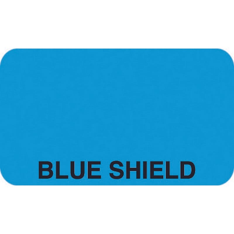 Insurance Labels, BLUE SHIELD - Light Blue, 1-1/2" X 7/8" (Roll of 500)