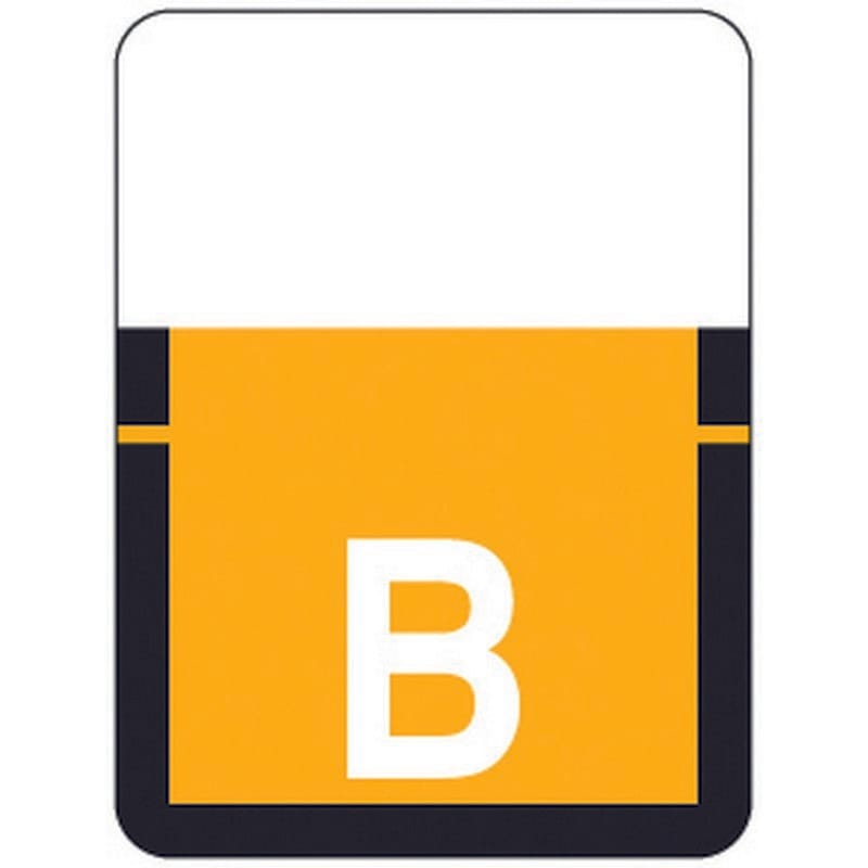 Tab A1307 Top Tab Compatible Labels "B", Vinyl Stock, 1" X 3/4" Individual Letters - Rolls of 500