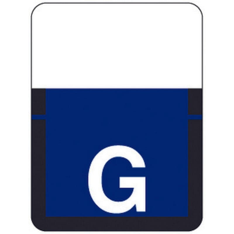 Tab A1307 Top Tab Compatible Labels "G", Vinyl Stock, 1" X 3/4" Individual Letters - Rolls of 500