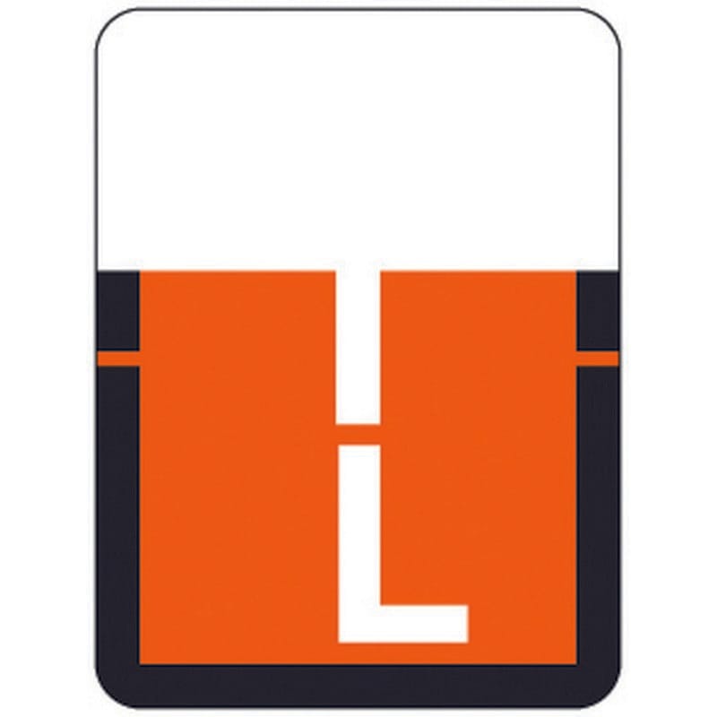 Tab A1307 Top Tab Compatible Labels "L", Vinyl Stock, 1" X 3/4" Individual Letters - Rolls of 500