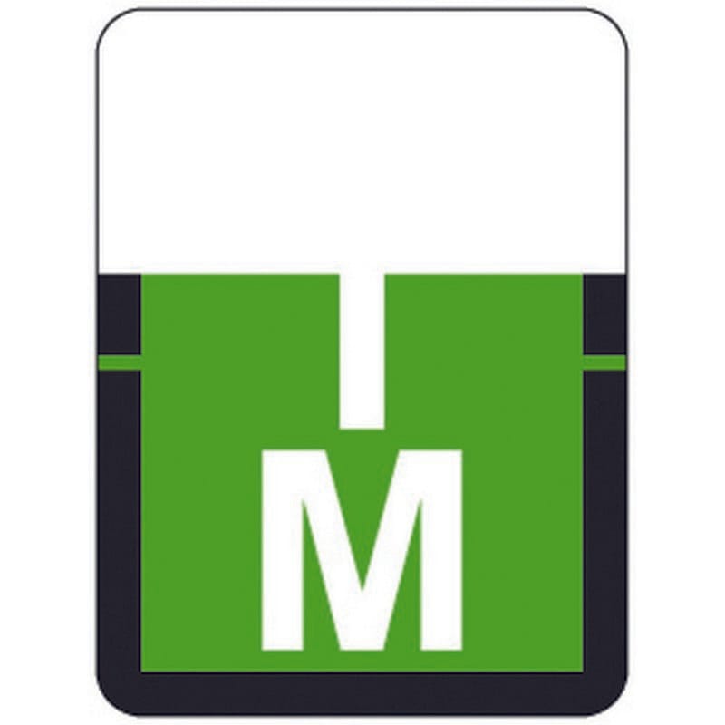 Tab A1307 Top Tab Compatible Labels "M", Vinyl Stock, 1" X 3/4" Individual Letters - Rolls of 500
