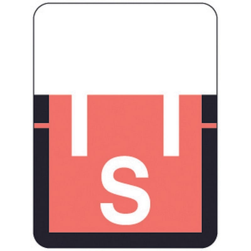 Tab A1307 Top Tab Compatible Labels "S", Vinyl Stock, 1" X 3/4" Individual Letters - Rolls of 500
