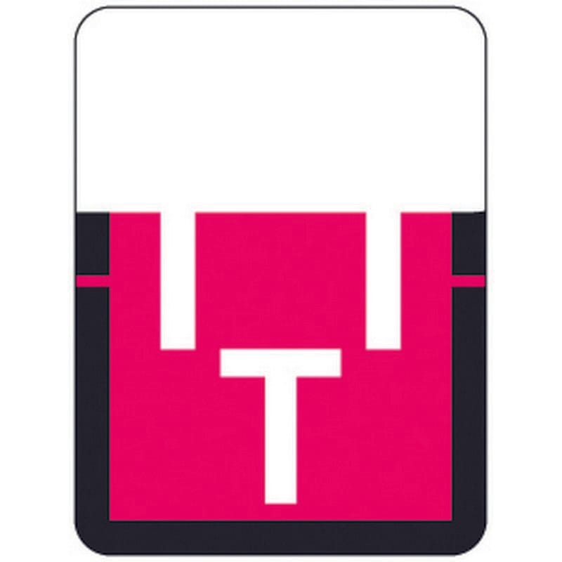 Tab A1307 Top Tab Compatible Labels "T", Vinyl Stock, 1" X 3/4" Individual Letters - Rolls of 500
