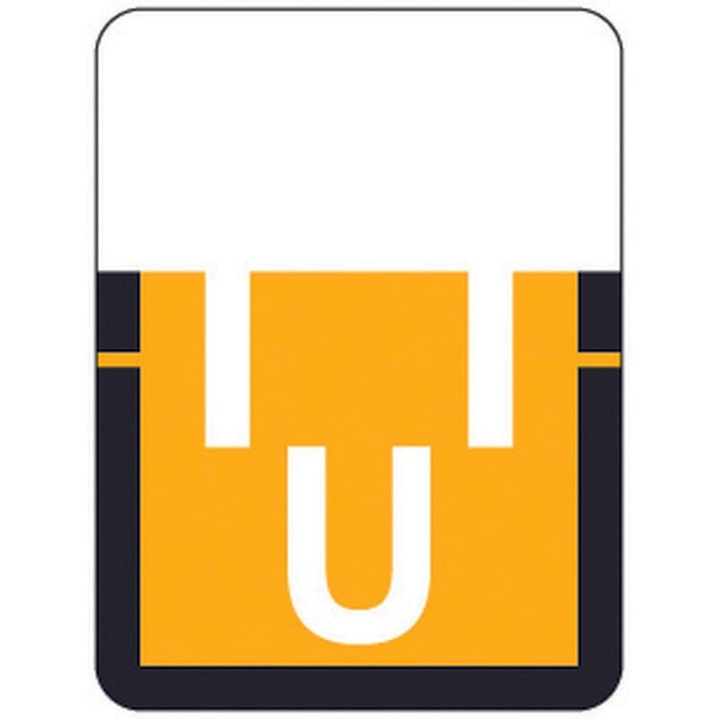 Tab A1307 Top Tab Compatible Labels "U", Vinyl Stock, 1" X 3/4" Individual Letters - Rolls of 500