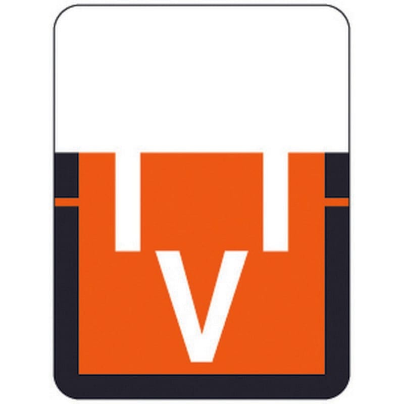 Tab A1307 Top Tab Compatible Labels "V", Vinyl Stock, 1" X 3/4" Individual Letters - Rolls of 500