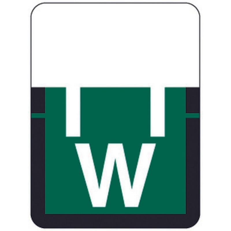 Tab A1307 Top Tab Compatible Labels "W", Vinyl Stock, 1" X 3/4" Individual Letters - Rolls of 500