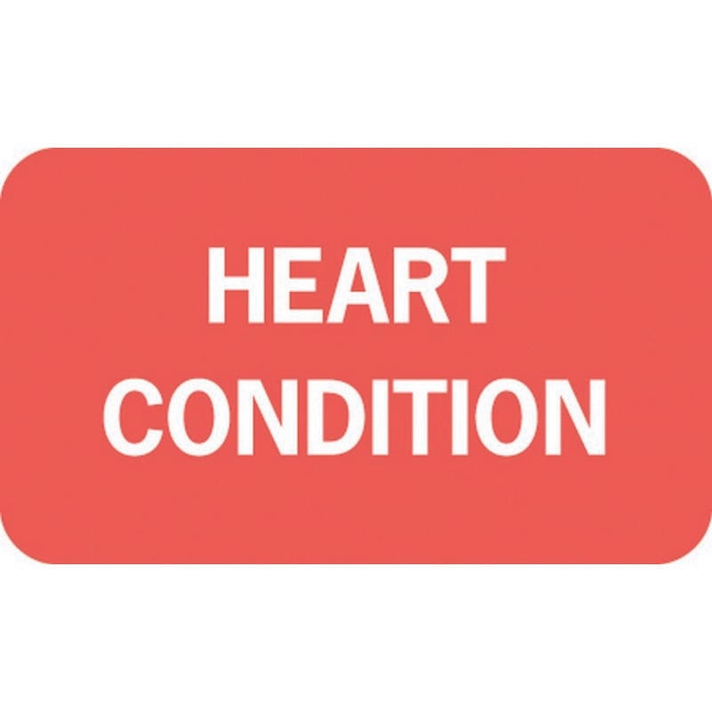 Chart Labels, HEART CONDITION - Fluorescent Red, 1-1/2" X 7/8" (Roll of 250)