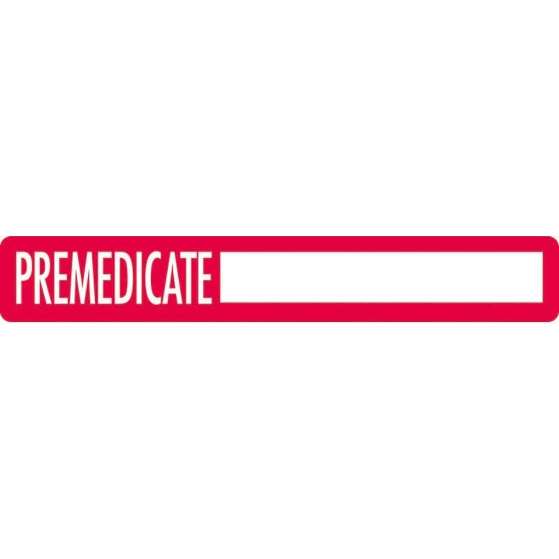 Chart Labels, PREMEDICATE, White, and Red, 6-1/2" x 1" (Roll of 100)