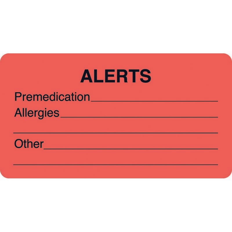 Attention/Alert Labels, ALERTS - Fl Red, 3-1/4" X 1-3/4" (Roll of 250)