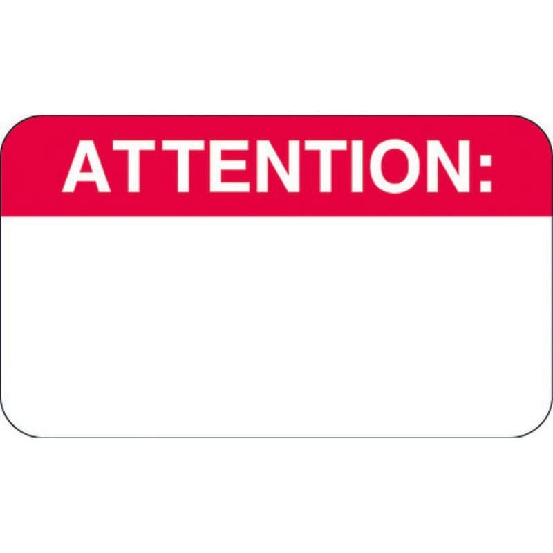 Attention labels - Fl Red, 1-1/2" X 7/8" (Roll of 250)