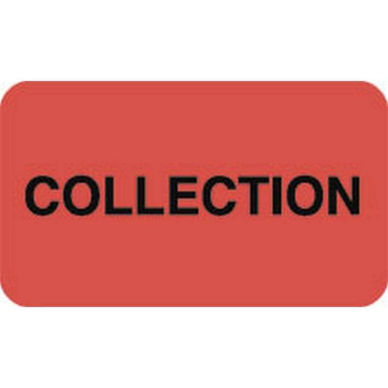 Billing Collection Labels, COLLECTION - Fl Red, 1-1/2" X 7/8" (Roll of 250)
