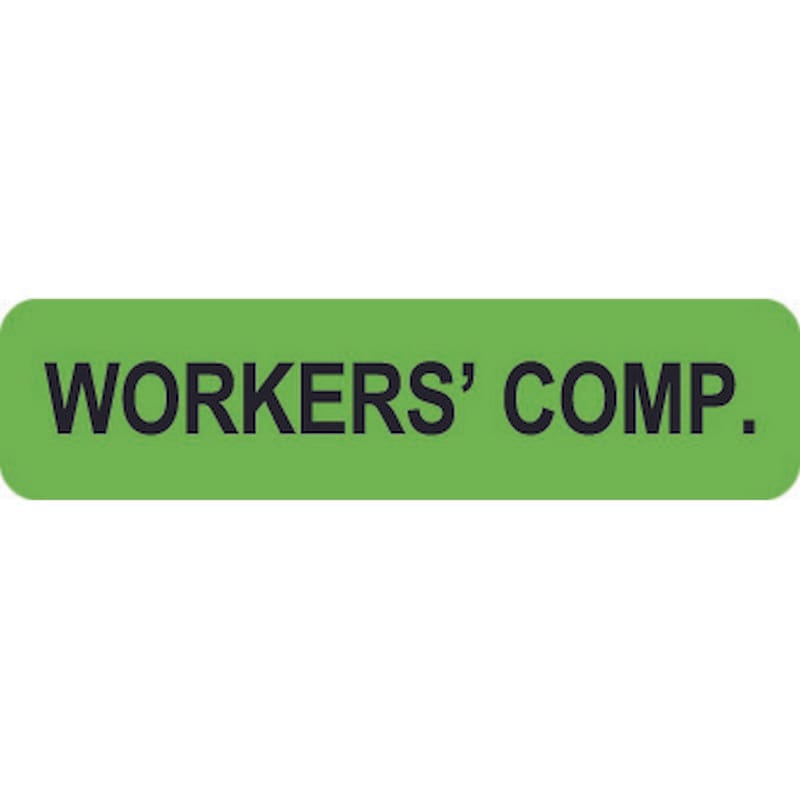 Insurance Labels, WORKERS' COMP - Fl Green, 1-1/4" X 5/16" (Roll of 500)