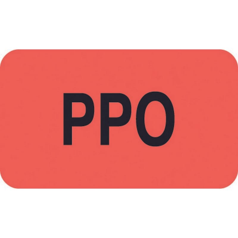 Insurance Labels, PPO, Fluorescent Red, 1-1/2" x 7/8" (Roll of 250)