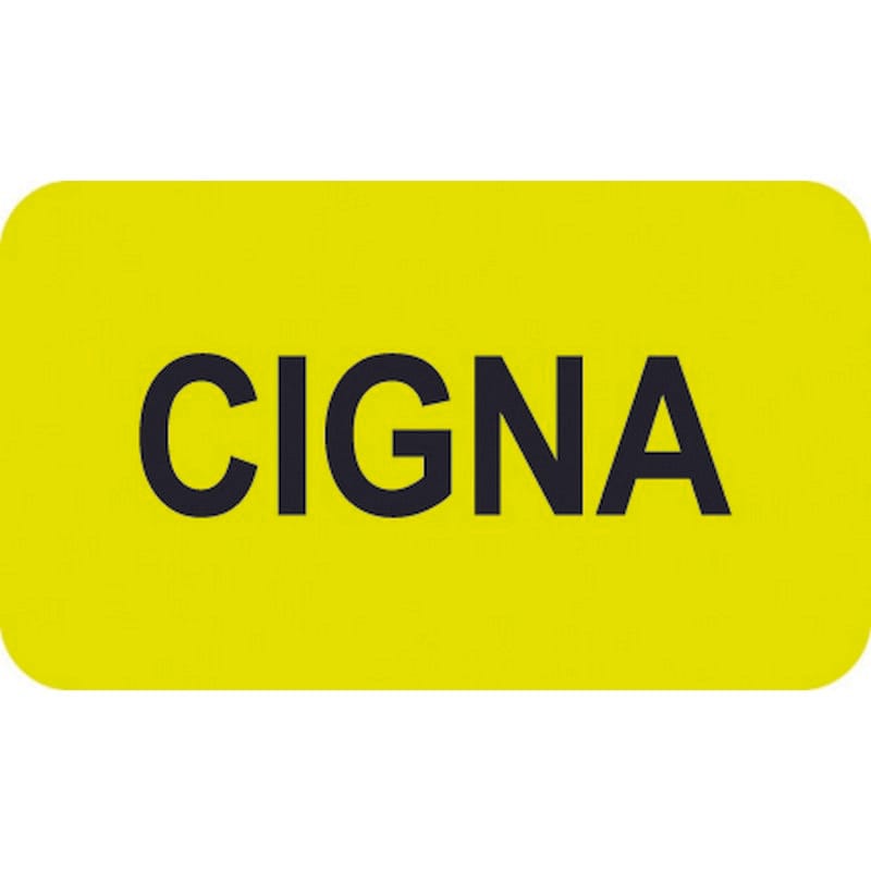 Insurance Labels, CIGNA - Fluorescent Chartreuse, 1-1/2" X 7/8" (Roll of 250)
