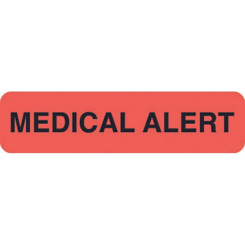Alert Labels, Medical Alert - Fl Red, 1-1/4" X 5/16" (Roll of 500)