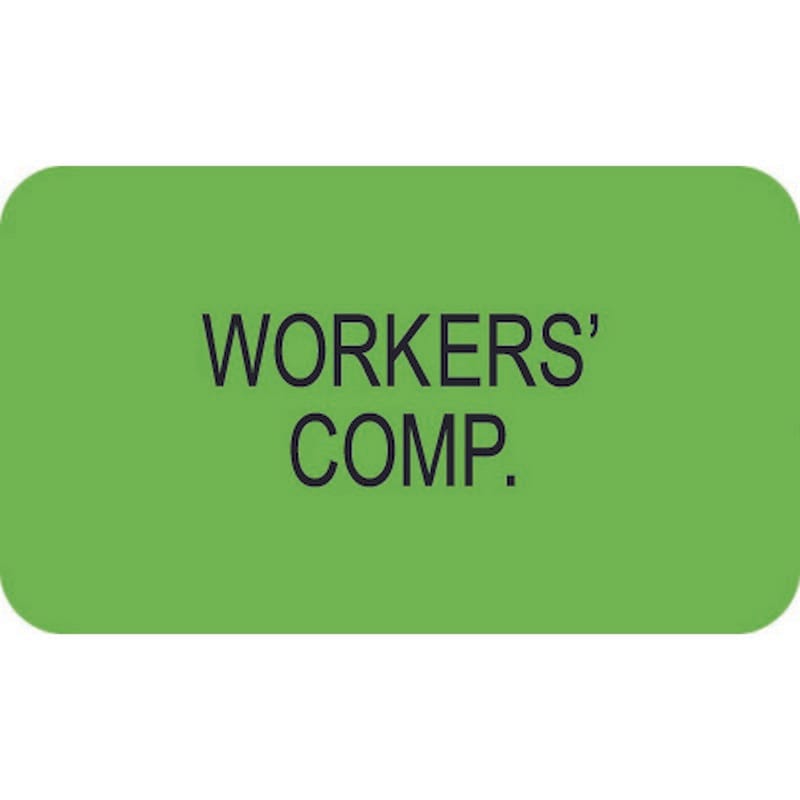Insurance Labels, WORKERS' COMP. - Fl Green, 1-1/2" X 7/8" (Roll of 250)