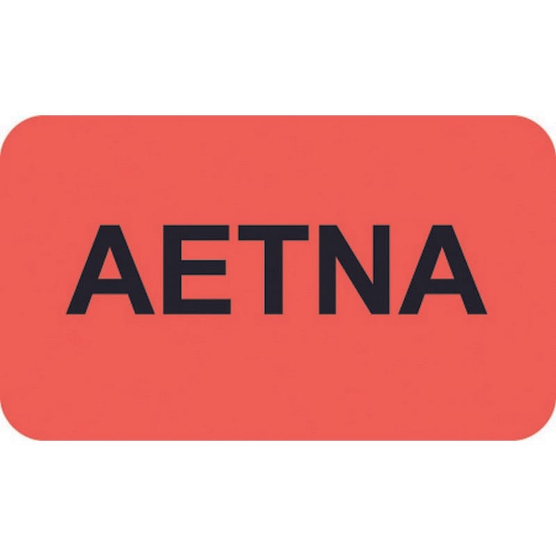 Insurance Labels, AETNA - Fluorescent Red, 1-1/2" X 7/8" (Roll of 250)