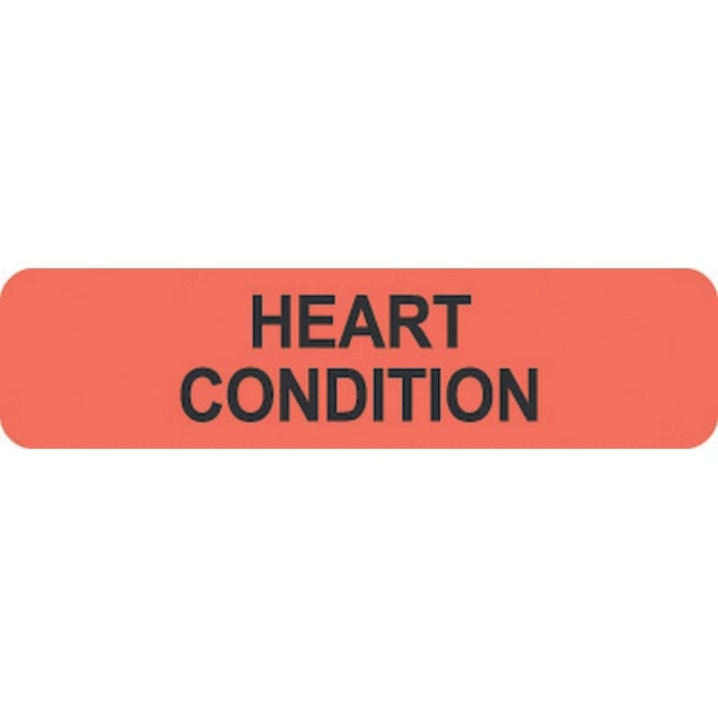 Chart Labels, HEART CONDITION - Fl Red, 1-1/4" X 5/16" (Roll of 500)