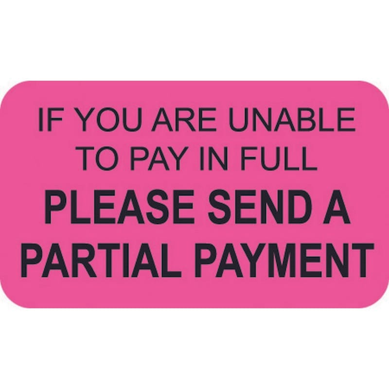 Billing Collection labels - Fluorescent Pink, 1-1/2" X 7/8" (Roll of 250)