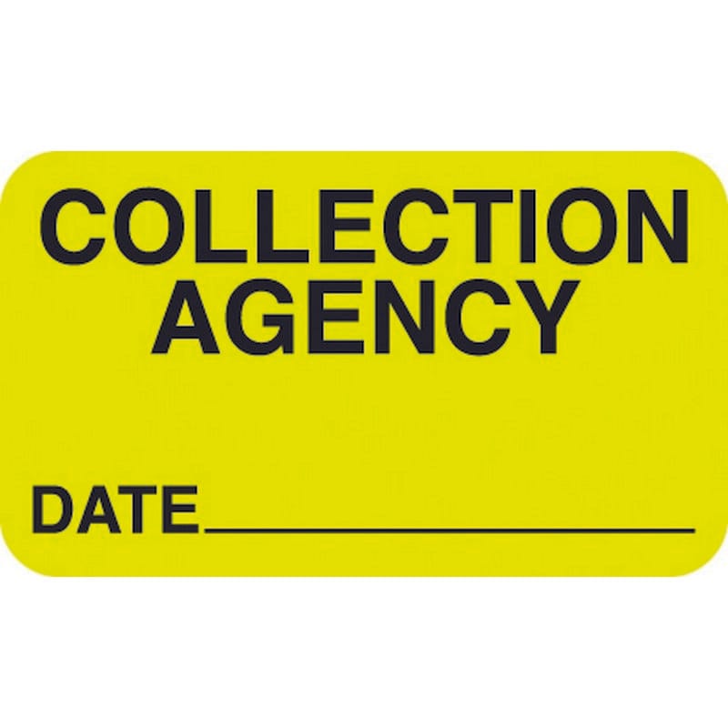 Billing Collection Labels, Fl Chartreuse - COLLECTION AGENCY DATE___, 1-1/2" X 7/8" (Roll of 250)