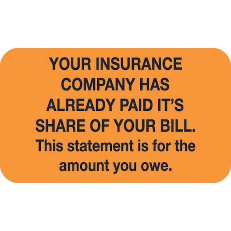 Billing labels, Amount you owe, Fluorescent Orange, 1-1/2" x 7/8" (Roll of 250)