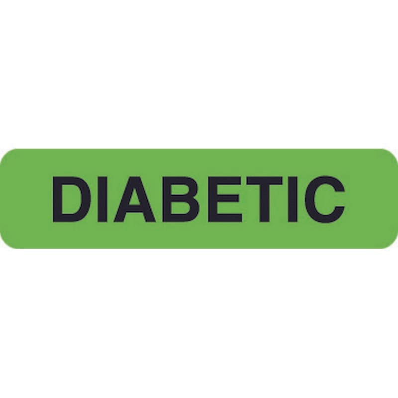 Chart Labels, DIABETIC - Fl Green, 1-1/4" X 5/16" (Roll of 500)