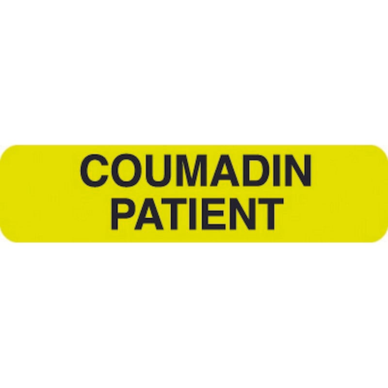 Chart Labels, COUMADIN PATIENT - Fl Chartreuse, 1-1/4" X 5/16" (Roll of 500)