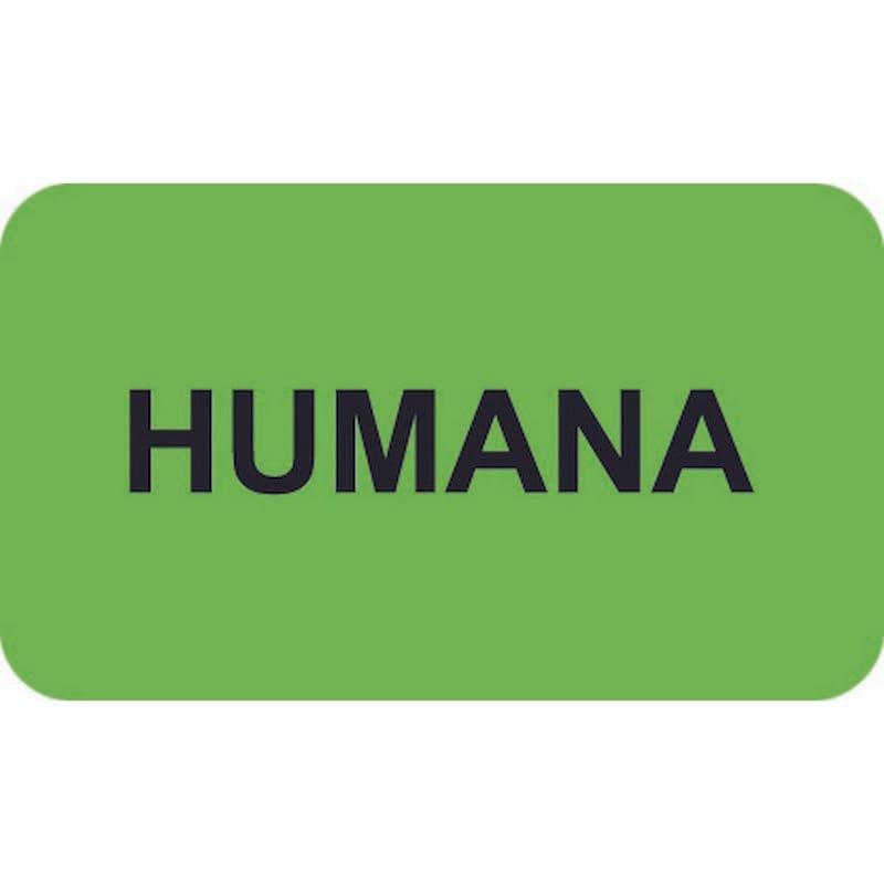 Insurance Labels, HUMANA - Fluorescent Green, 1-1/2" X 7/8" (Roll of 250)