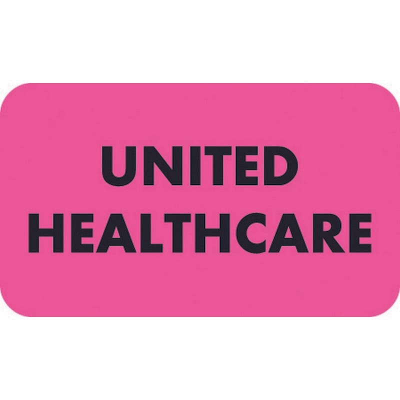 Insurance Labels, UNITED HEALTHCARE - Fl Pink, 1-1/2" X 7/8" (Roll of 250)