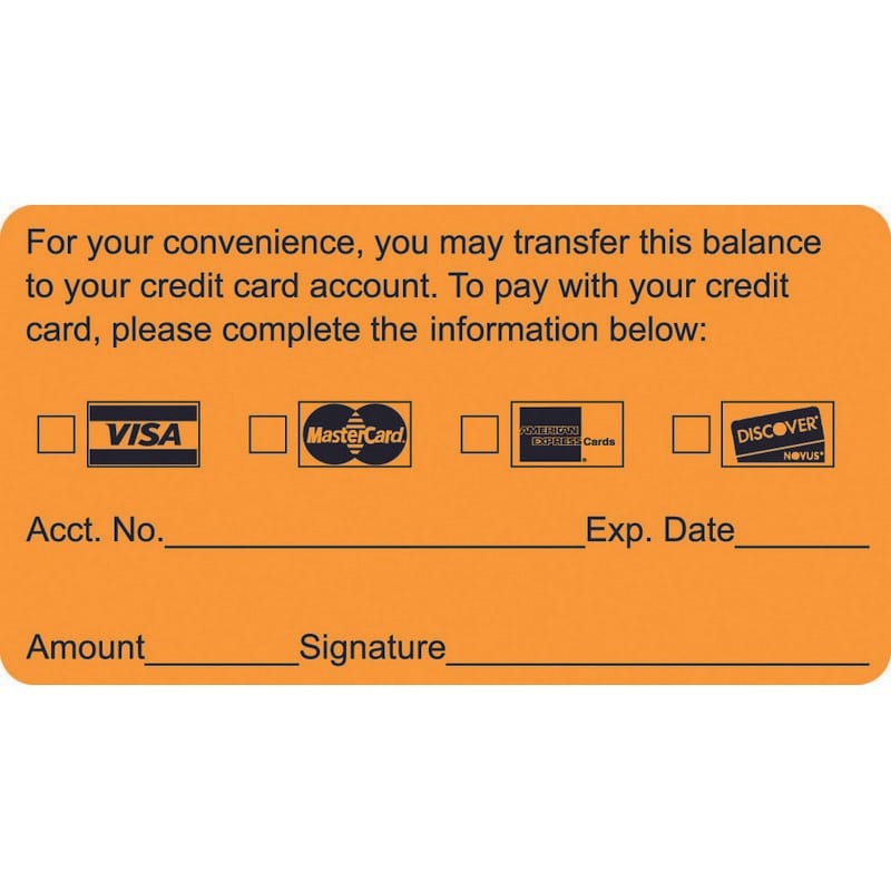 Billing labels, Transfer Balance, Fluorescent Orange, 3-1/4" x 1-3/4" (Roll of 250)