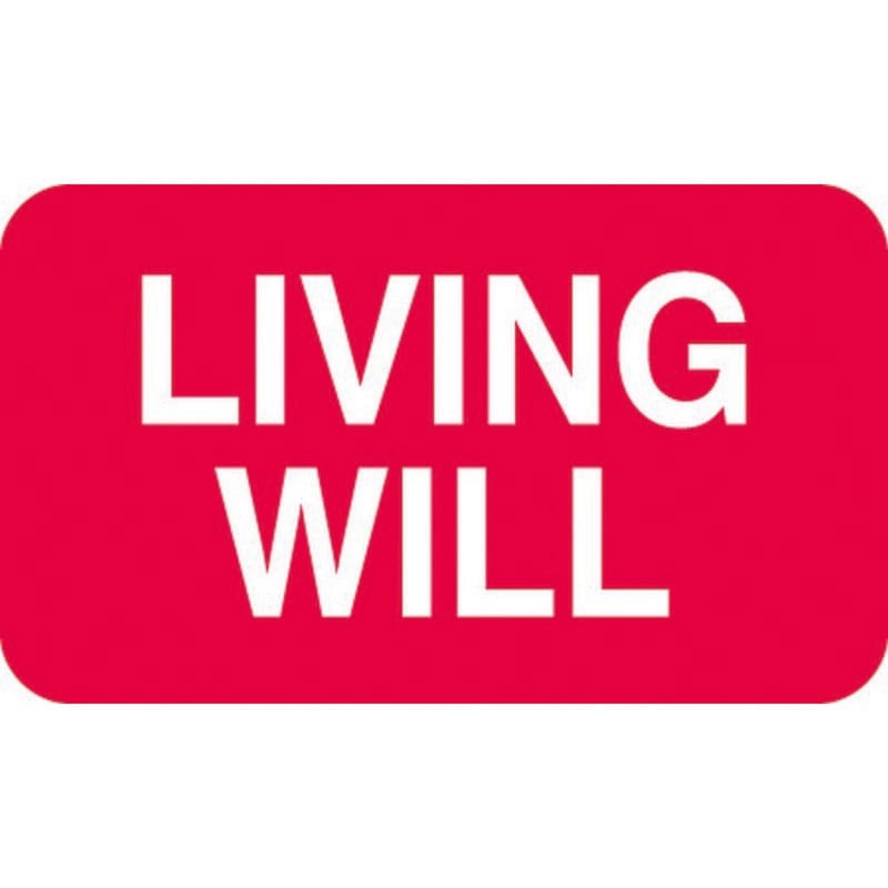 Advanced Directive labels, LIVING WILL Labels, Red, and White, 1-1/2" x 7/8", (Roll of 250)