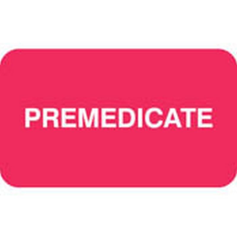 Chart labels - Premedicate, Red, 1-1/2" x 7/8" (Roll of 250)
