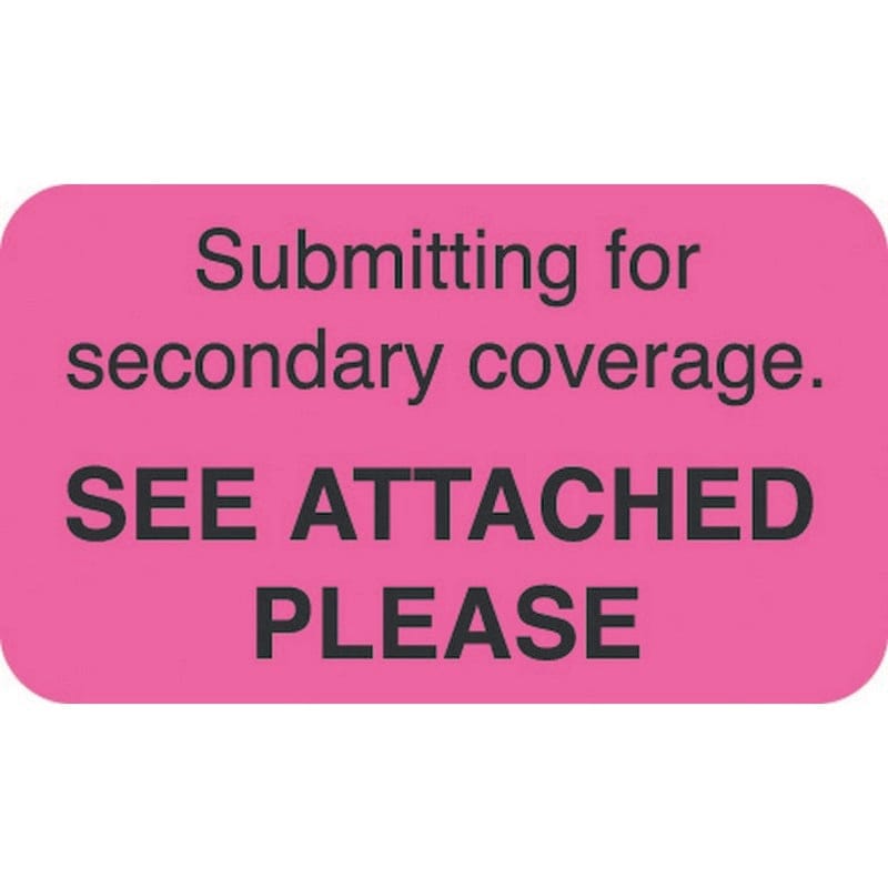 Insurance Labels, Seee Attached Labels, Fluorescent Pink, 1-1/2" x 7/8" (Roll of 250)