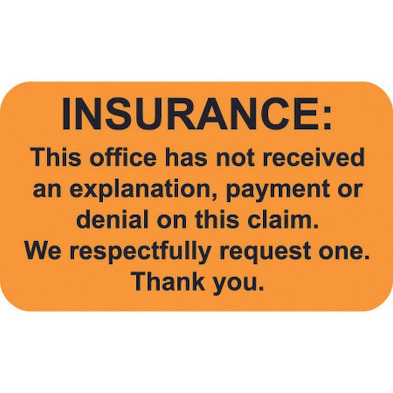 Insurance Labels, INSURANCE:, Fluorescent Orange, 1-1/2" x 7/8" (Roll of 250)