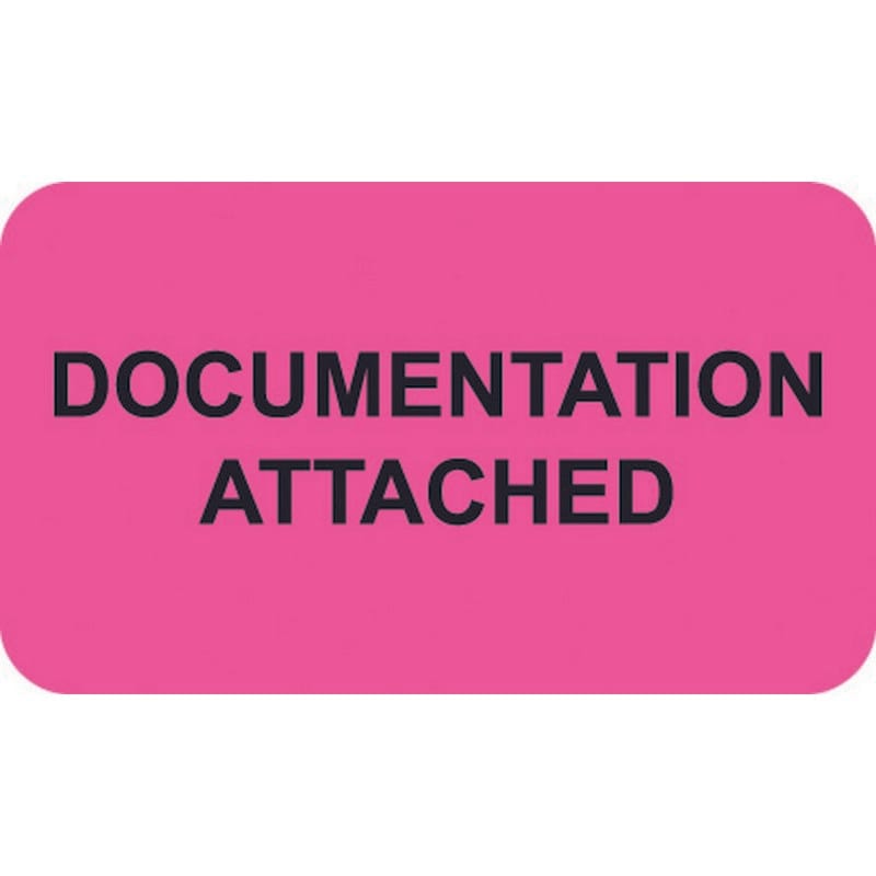 Insurance Labels, DOCUMENTATION ATTACHED, Fluorescent Pink, 1-1/2" x 7/8" (Roll of 250)