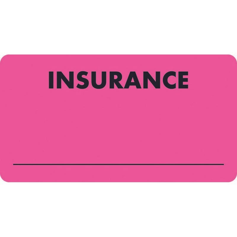 Insurance Labels, Insurance, Fluorescent Pink, 3-1/4" x 1-3/4" (Roll of 250)