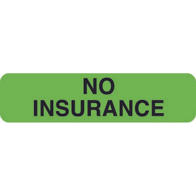 Insurance Labels, NO INSURANCE - Fl Green, 1-1/4" X 5/16" (Roll of 500)