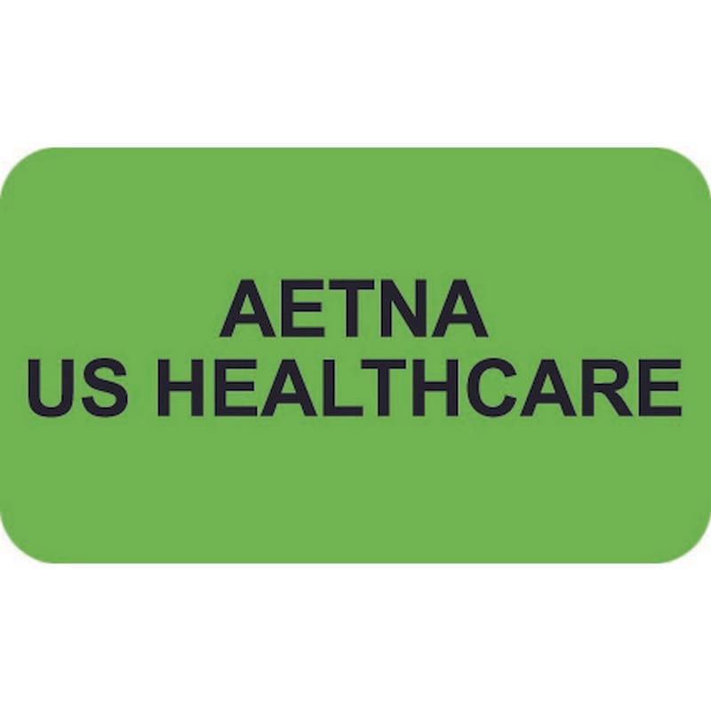 Insurance Labels, AETNA US HEALTHCARE - Fluorescent Green, 1-1/2" X 7/8" (Roll of 250)