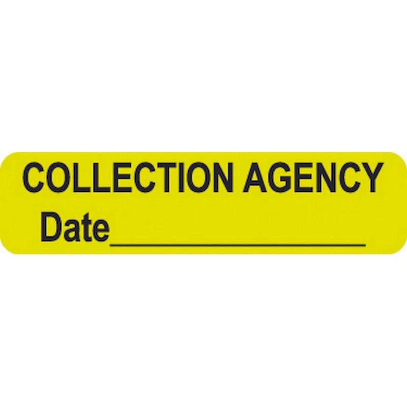 Billing Collection Labels, COLLECTION AGENCY Date_____ - Fluorescent Chartreuse, 1-1/4" X 5/16" (Roll of 500)