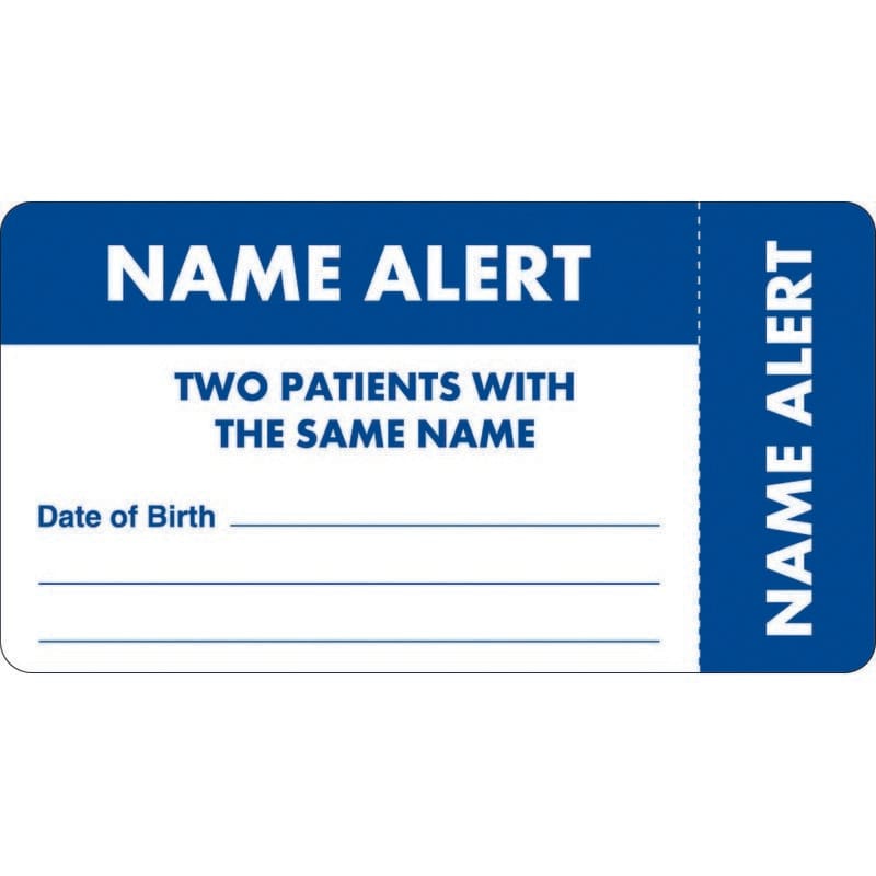 Medical alert Labels, NAME ALERT - Blue/White (Wrap Around) 3-1/4" X 1-3/4" (Roll of 250)