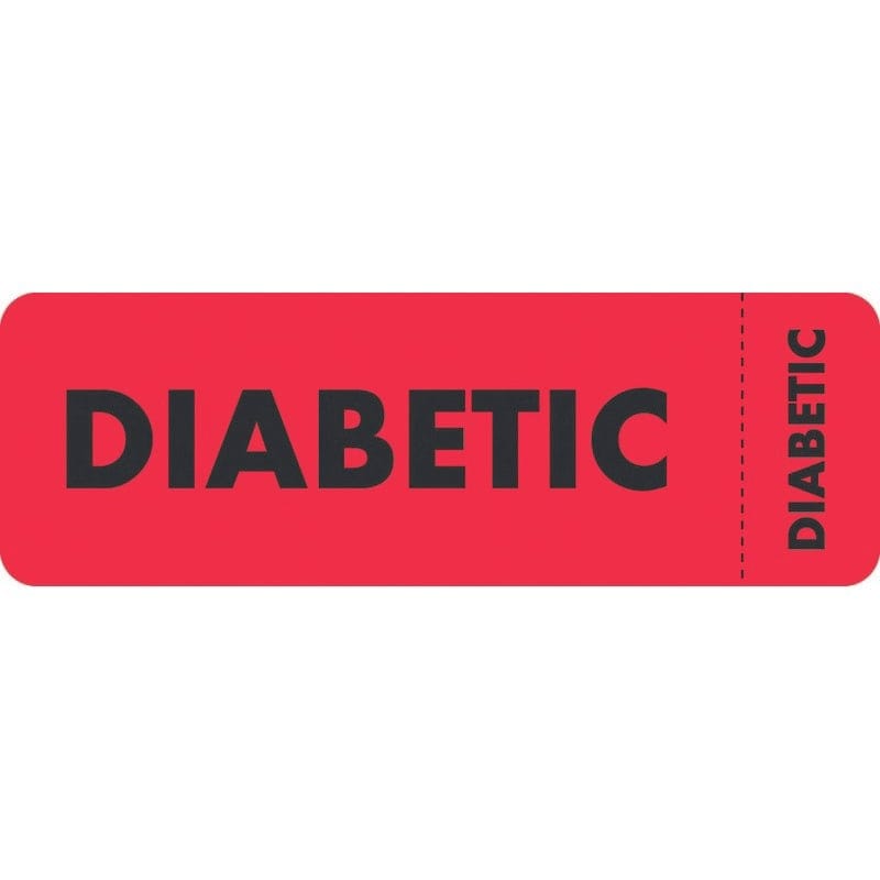 Chart Labels, DIABETIC - Red, 3" X 1" (Roll of 250)