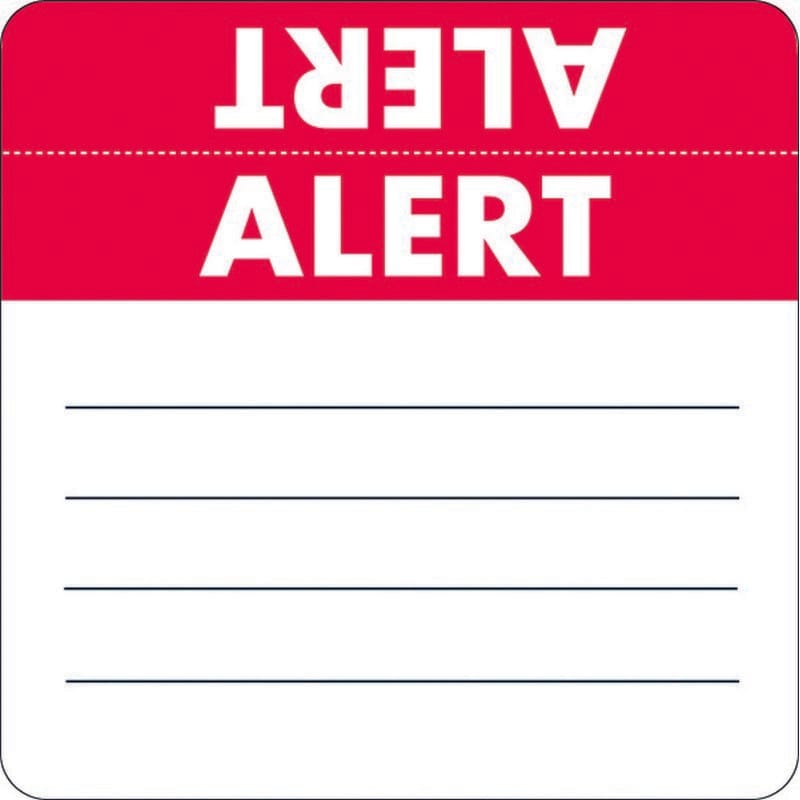 Medical Alert Labels, ALERT - Red/White (Wrap Around) 2" X 2" (Roll of 250)