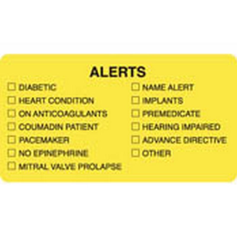 Alert Labels, Fluorescent Chartreuse, 3-1/4" x 1-3/4" (Roll of 250)
