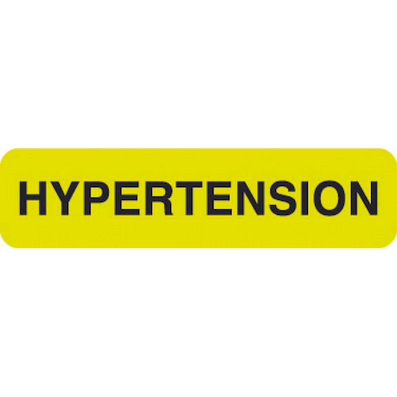 Chart Labels, HYPERTENSION - Fl Chartreuse, 1-1/4" X 5/16" (Roll of 500)